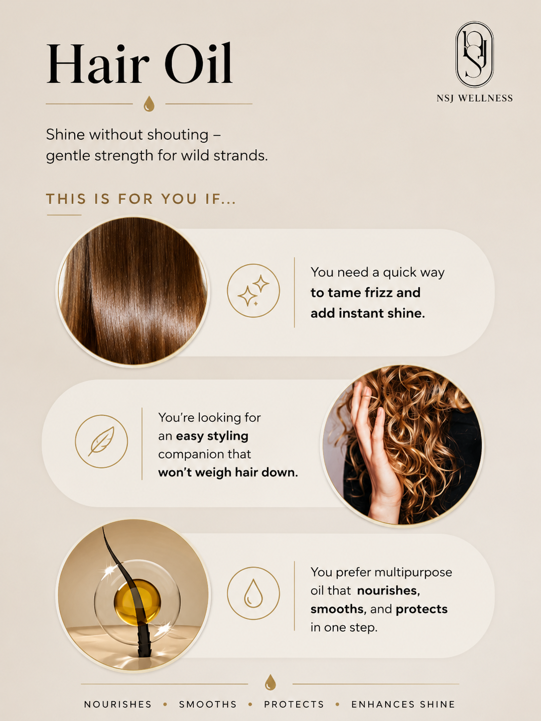 Who Black Silk Hair Oil suits: taming frizz, a lightweight styling companion and multipurpose one-step care